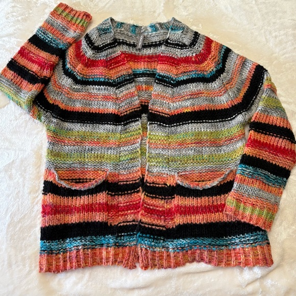 NORACORA Sweaters - 3D loose knit Wool Open front Cardigan Lrg Soft Warm Western Boho Casual Rainbow